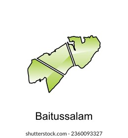map City of Baitussalam vector design template, Indonesia Map with states and modern round shapes