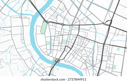 a map of the city of bangkok. city map. top view.
