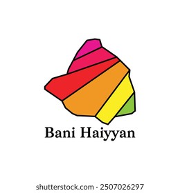 Map City of Bani Haiyyan, modern geometric colorful vector design template