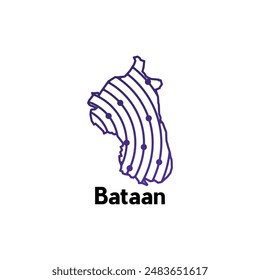 Map City of bataan. vector map of the Philippines Country. Borders of for your design with line and dot style technology design template