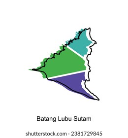Map City of Batang Luba Sutam High detailed illustration design, North Sumatra map, World map country vector illustration template