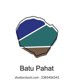 Map City of Batu Pahat vector design, Malaysia map with borders, cities. logotype element for template design