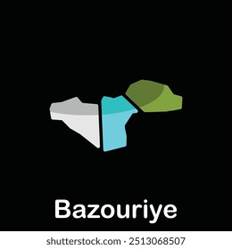 Map City of Bazouriye, World map Lebanon country vector illustration template on black background
