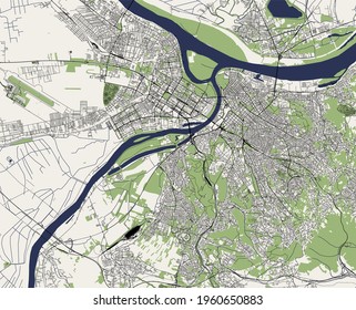 map of the city of Belgrade, Serbia