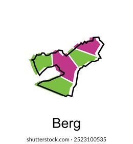 Mapa Ciudad de Berg, Plantilla de Vector con estilo de boceto gráfico de contorno aislado sobre fondo blanco