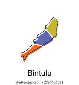 Map City of Bintulu vector design, Malaysia map with borders, cities. logotype element for template design