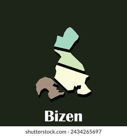 Map City of Bizen vector illustration, vector template with outline graphic sketch style isolated on green background