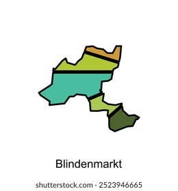 Map City of Blindenmarkt, administrative colorful and simple modern design - location on Austria, logotype element for template