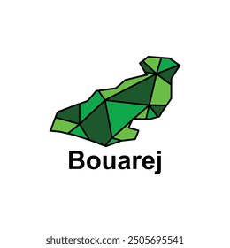 Map City of Bouarej World Map International vector template with polygon graphic style, isolated on white background