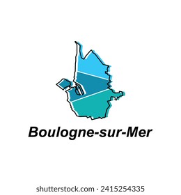 Map City of Boulogne Sur Mer vector design template, World Map International vector template with outline graphic sketch style isolated on white background