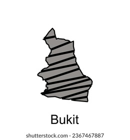 Map City of Bukit illustration design, World Map International vector template with outline graphic sketch style isolated on white background