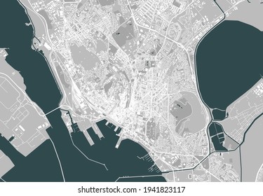 map of the city of Cagliari, Sardinia, Italy