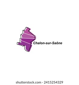 Map City of Chalon Sur Saone vector design template, World Map International vector template with outline graphic sketch style isolated on white background