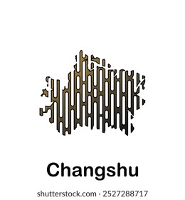 Map City of Changshu Tech Logo Vector Design Illustration, modern technology connection logo design template