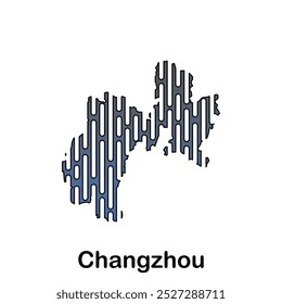 Cidade do mapa de Changzhou Tech Logo Vetor Design Illustration, tecnologia moderna conexão logotipo modelo de design