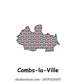 Map City of Combs la Ville, geometric logo with digital technology, illustration design template