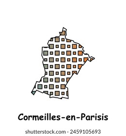 Map City of Cormeilles en Parisis , geometric logo with digital technology, illustration design template