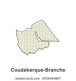 Map City of Coudekerque Branche Dot Style concept infographics element, trip around the world design template