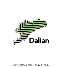 Map City of Dalian vector design template with strip color style, Infographic map illustration on a white background