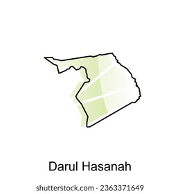 map City of Darul Hasanah vector design template, national borders and important cities illustration