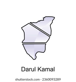 map City of Darul Kamal vector design template, Indonesia Map with states and modern round shapes