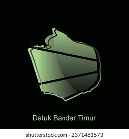 Mapa de la ciudad de Datuk Bandar Timur diseño de ilustración con contorno de fondo negro, plantilla de diseño adecuada para su empresa
