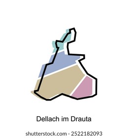 Map City of Dellach im Drauta, administrative modern design - location on Austria, logotype element for template