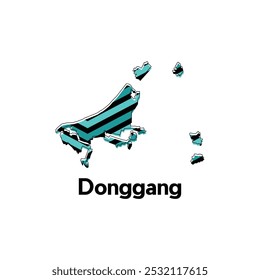 Map City of Donggang vector design template with strip color style, Infographic map illustration on a white background