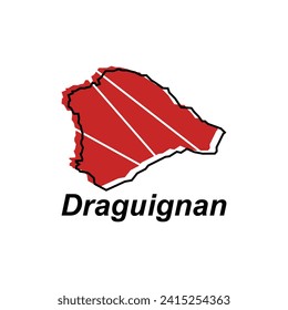 Map City of Draguignan vector design template, World Map International vector template with outline graphic sketch style isolated on white background