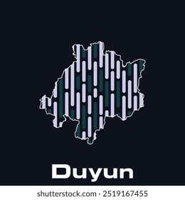 Mapa Ciudad de Duyun - ubicación en el país de China, moderno y simple con diseño de Vector de conexión de datos de línea - elemento de logotipo para la Plantilla