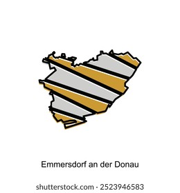 Map City of Emmersdorf an der Donau, administrative colorful and simple modern design - location on Austria, logotype element for template