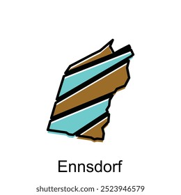 Map City of Ennsdorf, administrative colorful and simple modern design - location on Austria, logotype element for template