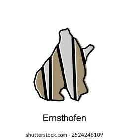 Map City of Ernsthofen, administrative geometric colorful with outline vector design template
