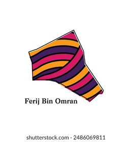 Map City of Ferij Bin Omran design illustration, vector symbol, sign, outline, World Map International vector template on white background