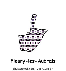 Map City of Fleury les Aubrais, geometric logo with digital technology, illustration design template