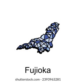Map City of Fujioka Vector Illustration Geometric Polygon design, Isolated on White Background, illustration design template