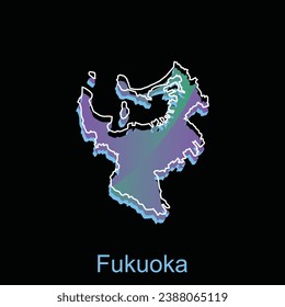 Map City of Fukuoka design, High detailed vector map - Japan Vector Design Template, suitable for your company