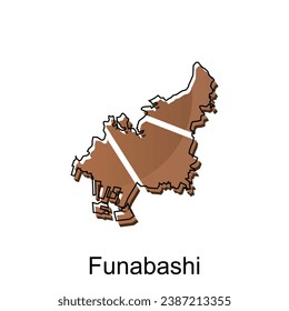 Map City of Funabashi design, High detailed vector map - Japan Vector Design Template