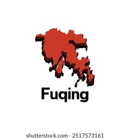 Map City of Fuqing - administrative Karte, Vektordesign, Logotypelement für Vorlage
