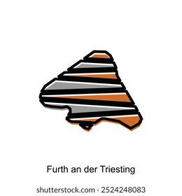 Map City of Furth an der Triesting, administrative geometric colorful with outline vector design template