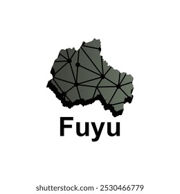 Map City of Fuyu vector design template, national borders and important cities illustration