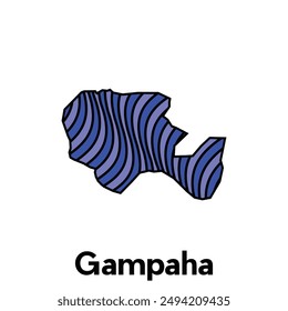 Mapa Ciudad de Gampaha Plantilla de diseño con estilo de color ondulado sobre fondo blanco, adecuado para su empresa