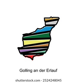 Map City of Golling an der Erlauf, administrative geometric colorful with outline vector design template