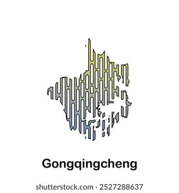 Ilustración del diseño del Vector del logotipo de la tecnología de Gongqingcheng, Plantilla moderna del diseño del logotipo de la conexión de la tecnología