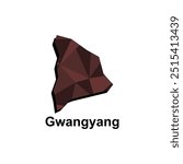 Map City of Gwangyang, polygon style geometric colorful design template names Country of South Korea