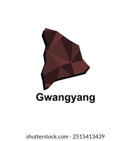 Map City of Gwangyang, polygon style geometric colorful design template names Country of South Korea