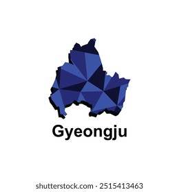Map City of Gyeongju, polygon style geometric colorful design template names Country of South Korea