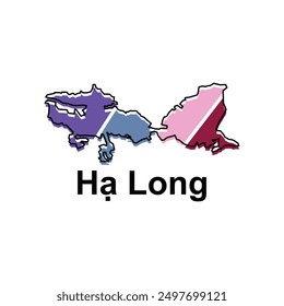 Map City of Ha Long vector design template, World Map International vector template with outline graphic sketch style isolated on white background