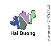 Map City of Hai Duong vector design template, World Map International vector template with outline graphic sketch style isolated on white background