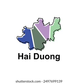 Map City of Hai Duong vector design template, World Map International vector template with outline graphic sketch style isolated on white background